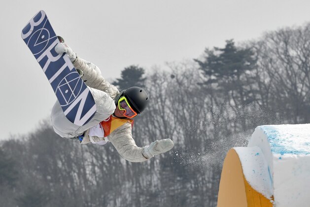 Redmond Gerard, of the United States, jumps during the men's slopestyle qualifying at Phoenix Snow Park at the 2018 Winter Olympics in Pyeongchang, South Korea, Saturday, Feb. 10, 2018. (AP Photo/Kin Cheung)
