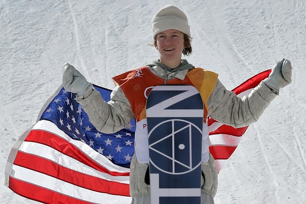 Red Gerard, of the United States, smiles after winning gold in the men's slopestyle final at Phoenix Snow Park at the 2018 Winter Olympics in Pyeongchang, South Korea, Sunday, Feb. 11, 2018. (AP Photo/Lee Jin-man)