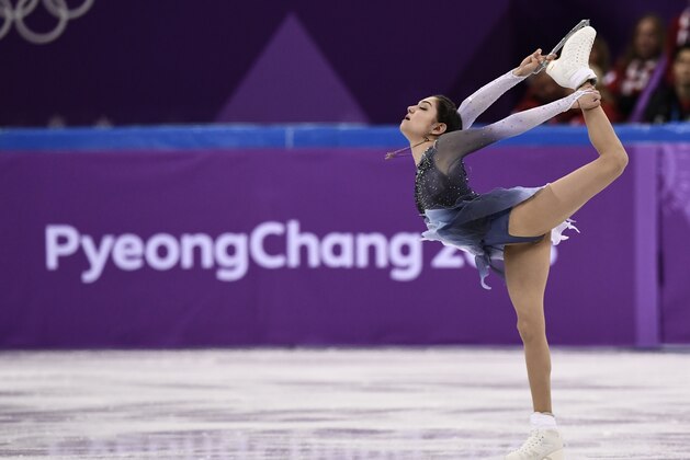 Russia's Evgenia Medvedeva competes in the figure skating team event women's single skating short program during the Pyeongchang 2018 Winter Olympic Games at the Gangneung Ice Arena in Gangneung on February 11, 2018. / AFP PHOTO / ARIS MESSINIS        (Photo credit should read ARIS MESSINIS/AFP/Getty Images)