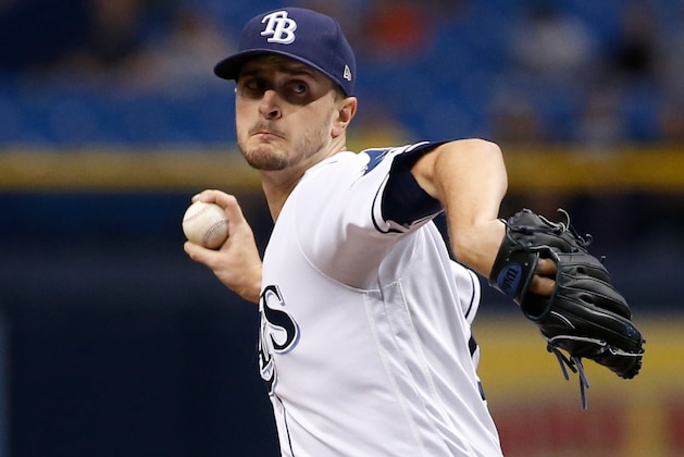 ST. PETERSBURG, FL - SEPTEMBER 29:  Pitcher Jake Odorizzi #23 of the Tampa Bay Rays pitches during the  first inning of a game against the Baltimore Orioles on September 29, 2017 at Tropicana Field in St. Petersburg, Florida. (Photo by Brian Blanco/Getty Images)