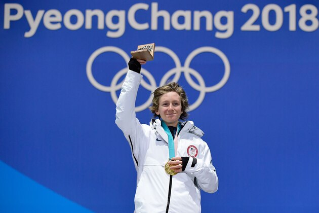 USA's gold medallist Redmond Gerard poses on the podium during the medal ceremony for the snowboard Men's Slopestyle at the Pyeongchang Medals Plaza during the Pyeongchang 2018 Winter Olympic Games in Pyeongchang on February 11, 2018. / AFP PHOTO / JAVIER SORIANO        (Photo credit should read JAVIER SORIANO/AFP/Getty Images)