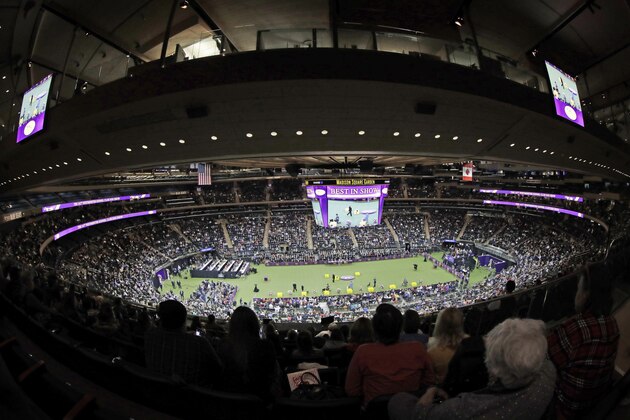 Fans watch as dogs compete during the Best In Show at the 141st Westminster Kennel Club Dog Show on Tuesday, Feb. 14, 2017, in New York. (AP Photo/Frank Franklin II)