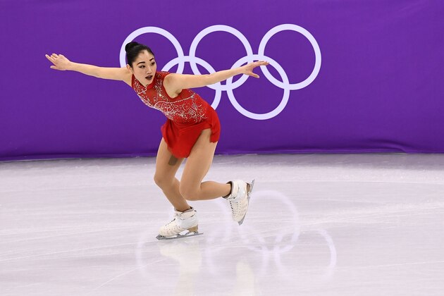 USA's Mirai Nagasu competes in the figure skating team event women's single skating free skating during the Pyeongchang 2018 Winter Olympic Games at the Gangneung Ice Arena in Gangneung on February 12, 2018. / AFP PHOTO / ARIS MESSINIS        (Photo credit should read ARIS MESSINIS/AFP/Getty Images)
