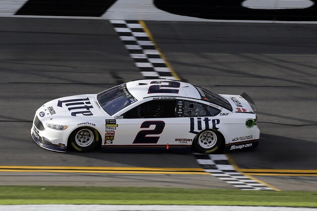 Brad Keselowski crosses the finish line to win the NASCAR Clash auto race at Daytona International Speedway, Sunday, Feb. 11, 2018, in Daytona Beach, Fla. (AP Photo/Terry Renna) Brad Keselowski crosses the finish line to win the NASCAR Clash auto race at Daytona International Speedway, Sunday, Feb. 11, 2018, in Daytona Beach, Fla. (AP Photo/Terry Renna)