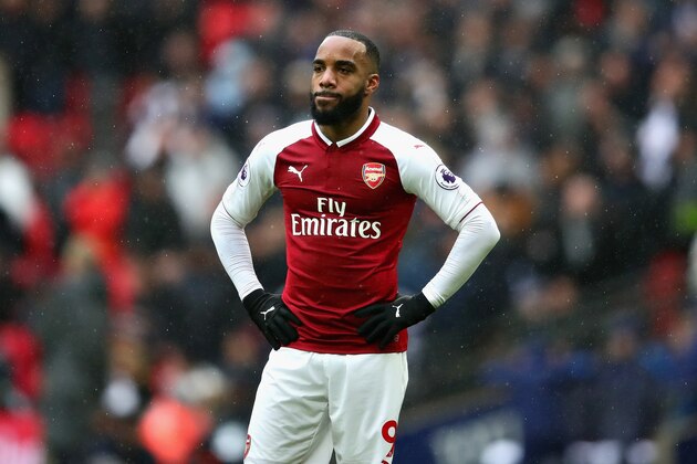 LONDON, ENGLAND - FEBRUARY 10: Alexandre Lacazette of Arsenal looks dejected after the Premier League match between Tottenham Hotspur and Arsenal at Wembley Stadium on February 10, 2018 in London, England.  (Photo by Chris Brunskill Ltd/Getty Images)