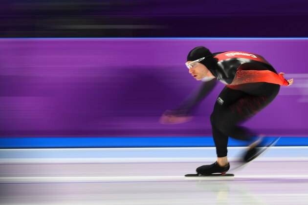 GANGNEUNG, SOUTH KOREA - FEBRUARY 11:  Ted-Jan Bloemen of Canada competes during the Men's 5000m Speed Skating event on day two of the PyeongChang 2018 Winter Olympic Games at Gangneung Oval on February 11, 2018 in Gangneung, South Korea.  (Photo by Dean Mouhtaropoulos/Getty Images)