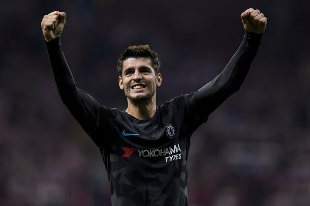MADRID, SPAIN - SEPTEMBER 27: Alvaro Morata of Chelsea FC celebrates during the UEFA Champions League 2017-18 match between Atletico de Madrid and Chelsea FC at the Wanda Metropolitano on 27 September 2017, in Madrid, Spain. (Photo by Power Sport Images/Getty Images)