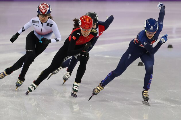 GANGNEUNG, SOUTH KOREA - FEBRUARY 10: Elise Christie of Great Britain is seen during the Women's 500m heats of the Short Track Speed Skating on day one of the PyeongChang 2018 Winter Olympic Games at Gangneung Ice Arena on February 10, 2018 in Gangneung, South Korea. (Photo by Ian MacNicol/Getty Images)