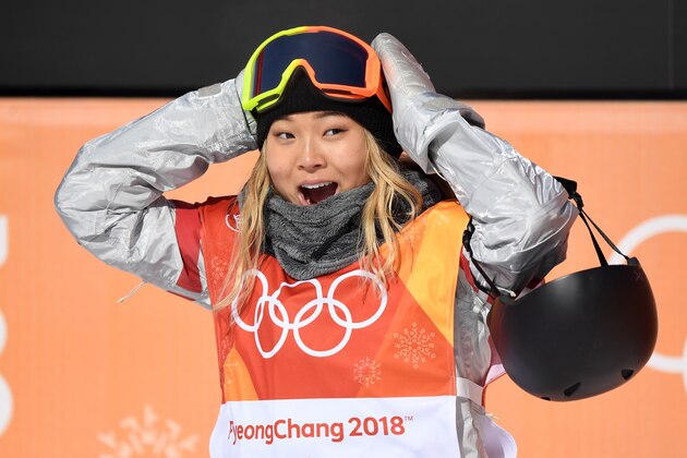 PYEONGCHANG-GUN, SOUTH KOREA - FEBRUARY 13:  Chloe Kim of the United States reacts to her first run score during the Snowboard Ladies' Halfpipe Final on day four of the PyeongChang 2018 Winter Olympic Games at Phoenix Snow Park on February 13, 2018 in Pyeongchang-gun, South Korea.  (Photo by David Ramos/Getty Images)