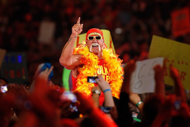 IMAGE DISTRIBUTED FOR WWE - Hulk Hogan is seen during Wrestlemania XXX at the Mercedes-Benz Super Dome in New Orleans on Sunday, April 6, 2014. (Jonathan Bachman/AP Images for WWE)