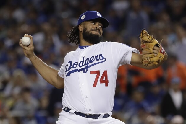 FILE - In this Nov. 1, 2017, file photo, Los Angeles Dodgers' Kenley Jansen throws during the seventh inning of Game 7 of baseball's World Series against the Houston Astros in Los Angeles. Jansen remains one of the best closers in the game. (AP Photo/Matt Slocum, File)