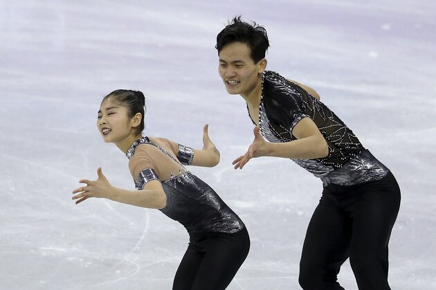 GANGNEUNG, SOUTH KOREA - FEBRUARY 14: Tae Ok Ryom and Ju Sik Kim of North Korea during the Figure Skating Pairs Skating Short Program on day five of the PyeongChang 2018 Winter Olympic Games at Gangneung Ice Arena on February 14, 2018 in Gangneung, South Korea. (Photo by Jean Catuffe/Getty Images)