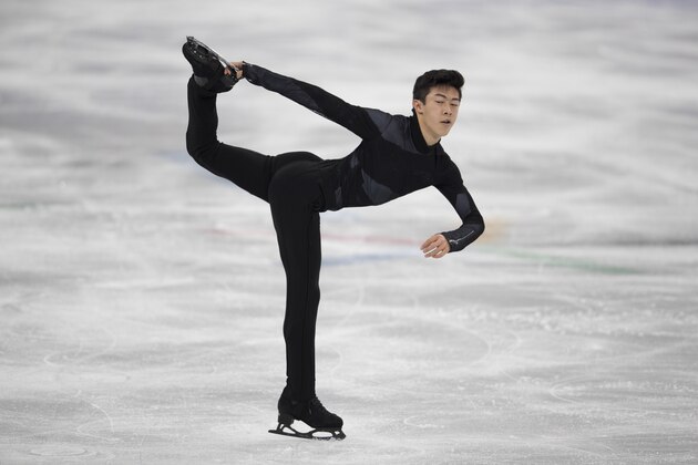 GANGNEUNG, SOUTH KOREA - FEBRUARY 09:  Nathan Chen of the United States competes in the Figure Skating Team Event - Men's Single Skating Short Program during the PyeongChang 2018 Winter Olympic Games at Gangneung Ice Arena on February 9, 2018 in Gangneung, South Korea.  (Photo by XIN LI/Getty Images)