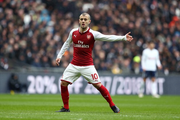 LONDON, ENGLAND - FEBRUARY 10: Jack Wilshere of Arsenal during the Premier League match between Tottenham Hotspur and Arsenal at Wembley Stadium on February 10, 2018 in London, England. (Photo by Catherine Ivill/Getty Images)