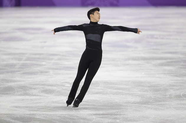 GANGNEUNG, SOUTH KOREA - FEBRUARY 09:  Nathan Chen of the United States competes in the Figure Skating Team Event - Men's Single Skating Short Program during the PyeongChang 2018 Winter Olympic Games at Gangneung Ice Arena on February 9, 2018 in Gangneung, South Korea.  (Photo by XIN LI/Getty Images)