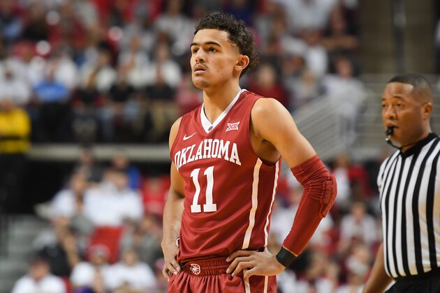 LUBBOCK, TX - FEBRUARY 13: Trae Young #11 of the Oklahoma Sooners stands on the court during the game against the Texas Tech Red Raiders on February 13, 2018 at United Supermarket Arena in Lubbock, Texas. Texas Tech defeated Oklahoma 88-78. (Photo by John Weast/Getty Images)