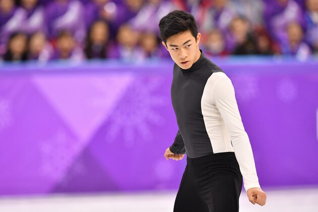 USA's Nathan Chen competes in the men's single skating short program of the figure skating event during the Pyeongchang 2018 Winter Olympic Games at the Gangneung Ice Arena in Gangneung on February 16, 2018. / AFP PHOTO / Mladen ANTONOV        (Photo credit should read MLADEN ANTONOV/AFP/Getty Images)