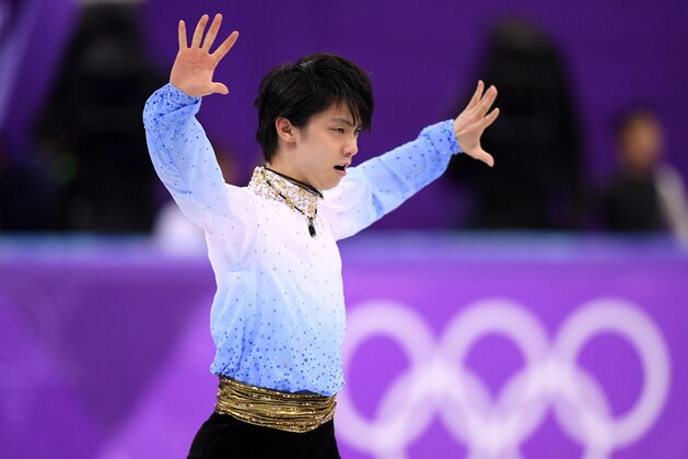 GANGNEUNG, SOUTH KOREA - FEBRUARY 16: Yuzuru Hanyu of Japan competes during the Men's Single Skating Short Program at Gangneung Ice Arena on February 16, 2018 in Gangneung, South Korea.  (Photo by Harry How/Getty Images)