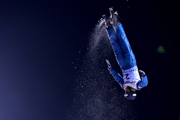 LAKE PLACID, NY - JANUARY 20: Maxim Burov of Russia jumps during the Mens Qualifying round of the Putnam Freestyle World Cup at the Lake Placid Olympic Ski Jumping Complex on January 20, 2018 in Lake Placid, New York. (Photo by Maddie Meyer/Getty Images)