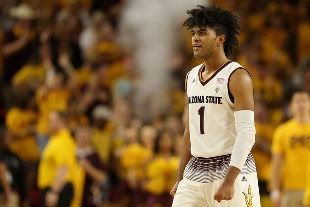 TEMPE, AZ - JANUARY 13:  Remy Martin #1 of the Arizona State Sun Devils reacts after defeating the Oregon State Beavers in the college basketball game at Wells Fargo Arena on January 13, 2018 in Tempe, Arizona.  The Sun Devils defeated the Beavers 77-75.  (Photo by Christian Petersen/Getty Images)