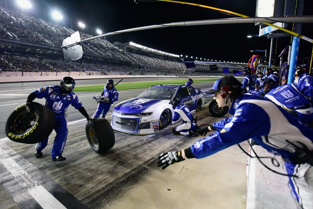 DAYTONA BEACH, FL - FEBRUARY 15:  Alex Bowman, driver of the #88 Nationwide Chevrolet, pits during the Monster Energy NASCAR Cup Series Can-Am Duel 1 at Daytona International Speedway on February 15, 2018 in Daytona Beach, Florida.  (Photo by Jared C. Tilton/Getty Images)