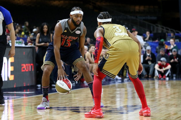 NEW ORLEANS, LA - FEBRUARY 17: Brandon Armstrong #0 of the East team handles the ball during the 2017 NBA All-Star Celebrity Game as part of 2017 All-Star Weekend at the Mercedes-Benz Super Dome on February 17, 2017 in New Orleans, Louisiana. NOTE TO USER: User expressly acknowledges and agrees that, by downloading and/or using this photograph, user is consenting to the terms and conditions of the Getty Images License Agreement.  Mandatory Copyright Notice: Copyright 2017 NBAE (Photo by Layne Murdoch/NBAE via Getty Images)