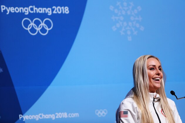 PYEONGCHANG-GUN, SOUTH KOREA - FEBRUARY 09:  United States alpine skier Lindsey Vonn attends her press conference at the Main Press Centre during previews ahead of the PyeongChang 2018 Winter Olympic Games on February 9, 2018 in Pyeongchang-gun, South Korea.  (Photo by Ker Robertson/Getty Images)