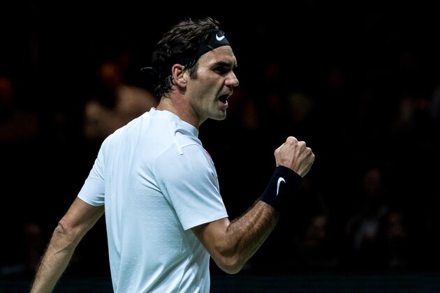ROTTERDAM, NETHERLANDS - FEBRUARY 16: Roger Federer of Switzerland in action in his Quarter Final match against Robin Haase of the Netherlands on day 5 of the ABN AMRO World Tennis Tournament held at Ahoy Rotterdam on February 16, 2018 in Rotterdam, Netherlands. (Photo by Andy Astfalck/Getty Images)