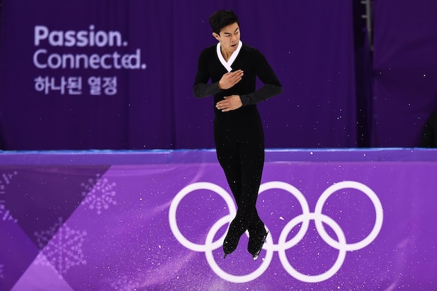 USA's Nathan Chen competes in the men's single skating free skating of the figure skating event during the Pyeongchang 2018 Winter Olympic Games at the Gangneung Ice Arena in Gangneung on February 17, 2018. / AFP PHOTO / ARIS MESSINIS        (Photo credit should read ARIS MESSINIS/AFP/Getty Images)