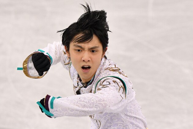 Japan's Yuzuru Hanyu competes in the men's single skating free skating of the figure skating event during the Pyeongchang 2018 Winter Olympic Games at the Gangneung Ice Arena in Gangneung on February 17, 2018. / AFP PHOTO / Mladen ANTONOV        (Photo credit should read MLADEN ANTONOV/AFP/Getty Images)