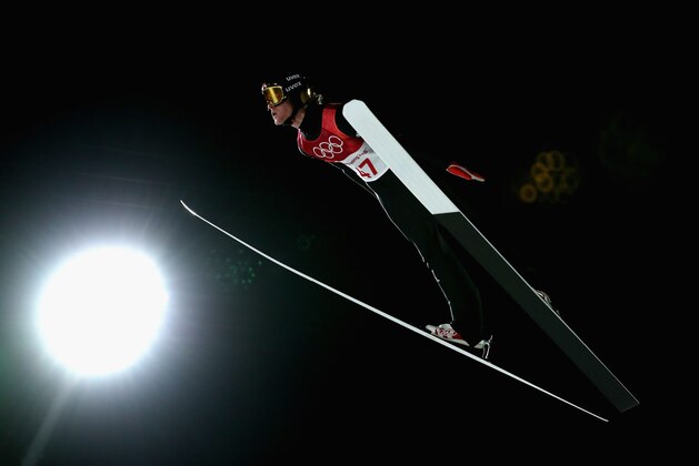 PYEONGCHANG-GUN, SOUTH KOREA - FEBRUARY 17:  Daniel Andre Tande of Norway makes a jump during the Ski Jumping - Men's Large Hill on day eight of the PyeongChang 2018 Winter Olympic Games  at Alpensia Ski Jumping Center on February 17, 2018 in Pyeongchang-gun, South Korea.  (Photo by Al Bello/Getty Images)