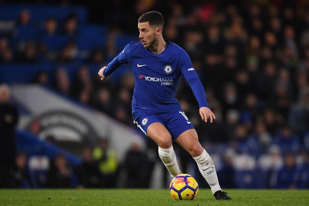 LONDON, ENGLAND - FEBRUARY 12:  Eden Hazard of Chelsea in action during the Premier League match between Chelsea and West Bromwich Albion at Stamford Bridge on February 12, 2018 in London, England.  (Photo by Mike Hewitt/Getty Images)