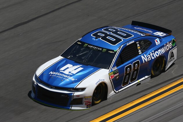 DAYTONA BEACH, FL - FEBRUARY 17:  Alex Bowman, driver of the #88 Nationwide Chevrolet, drives during practice for the Monster Energy NASCAR Cup Series Daytona 500 at Daytona International Speedway on February 17, 2018 in Daytona Beach, Florida.  (Photo by Sarah Crabill/Getty Images)