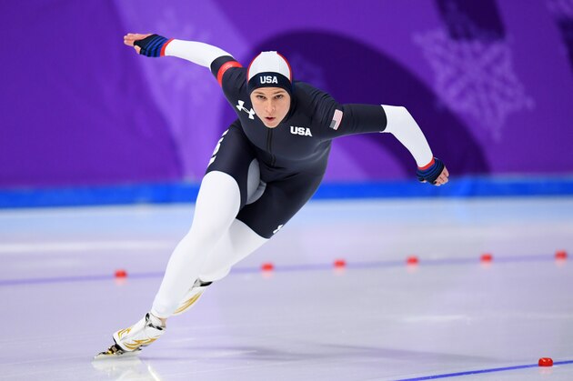 GANGNEUNG, SOUTH KOREA - FEBRUARY 18:  Brittany Bowe of the United States competes during the Ladies' 500m Individual Speed Skating Final on day nine of the PyeongChang 2018 Winter Olympic Games at Gangneung Oval on February 18, 2018 in Gangneung, South Korea.  (Photo by Harry How/Getty Images)