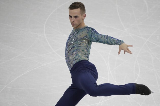 Adam Rippon of the United States performs during the men's free figure skating final in the Gangneung Ice Arena at the 2018 Winter Olympics in Gangneung, South Korea, Saturday, Feb. 17, 2018. (AP Photo/Julie Jacobson)