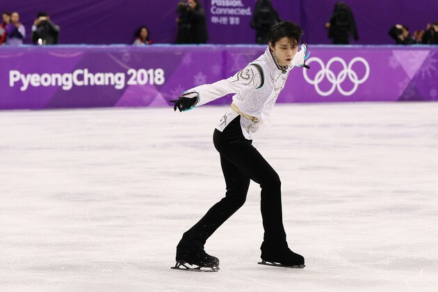 GANGNEUNG, SOUTH KOREA - FEBRUARY 17:  Yuzuru Hanyu of Japan competes during the Men's Single Free Program on day eight of the PyeongChang 2018 Winter Olympic Games  at Gangneung Ice Arena on February 17, 2018 in Gangneung, South Korea.  (Photo by Jamie Squire/Getty Images)