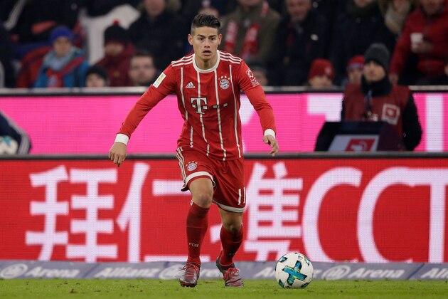 MUNICH, GERMANY - FEBRUARY 10: James Rodriguez of Bayern Munchen during the German Bundesliga  match between Bayern Munchen v Schalke 04 at the Allianz Arena on February 10, 2018 in Munich Germany (Photo by Jeroen Meuwsen/Soccrates/Getty Images)