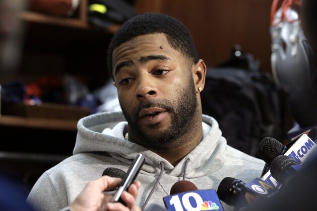 ARCHIVO - Foto del 25 de enero de 2018, en la que el cornerback Malcolm Butler de los Patriots de Nueva Inglaterra responde a preguntas de la prensa. (AP Foto/Steven Senne)