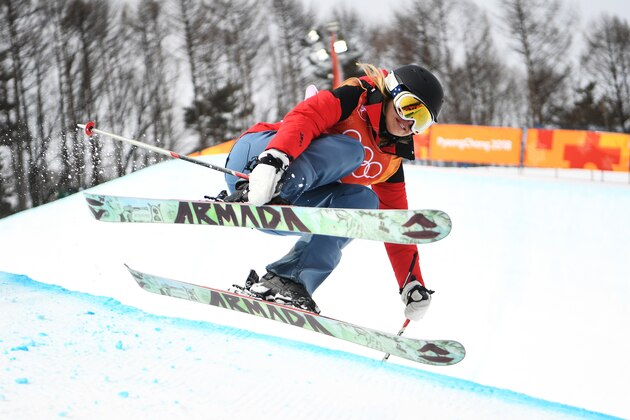 PYEONGCHANG-GUN, SOUTH KOREA - FEBRUARY 19:  Elizabeth Marian Swaney of Hungary competes during the Freestyle Skiing Ladies' Ski Halfpipe Qualification on day 10 of the PyeongChang 2018 Winter Olympic Games at Phoenix Snow Park on February 19, 2018 in Pyeongchang-gun, South Korea.  (Photo by David Ramos/Getty Images)