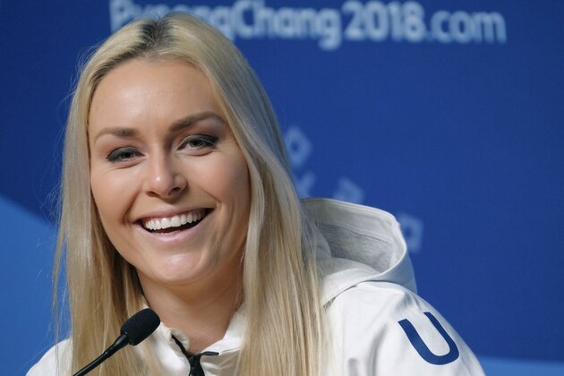 Alpine skier Lindsey Vonn, of the United States, answers questions during a press conference ahead of the 2018 Winter Olympics in Pyeongchang, South Korea, Friday, Feb. 9, 2018. (AP Photo/J. David Ake)