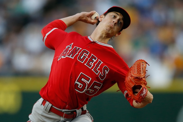 SEATTLE, WA - AUGUST 05:  Starting pitcher Tim Lincecum #55 of the Los Angeles Angels of Anaheim pitches against the Seattle Mariners in the third inning at Safeco Field on August 5, 2016 in Seattle, Washington.  (Photo by Otto Greule Jr/Getty Images)