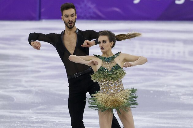 GANGNEUNG, SOUTH KOREA - FEBRUARY 19: Gabriella Papadakis and Guillaume Cizeron of France during the Figure Skating Ice Dance Short Dance program on day ten of the PyeongChang 2018 Winter Olympic Games at Gangneung Ice Arena on February 19, 2018 in Gangneung, South Korea. (Photo by Jean Catuffe/Getty Images)