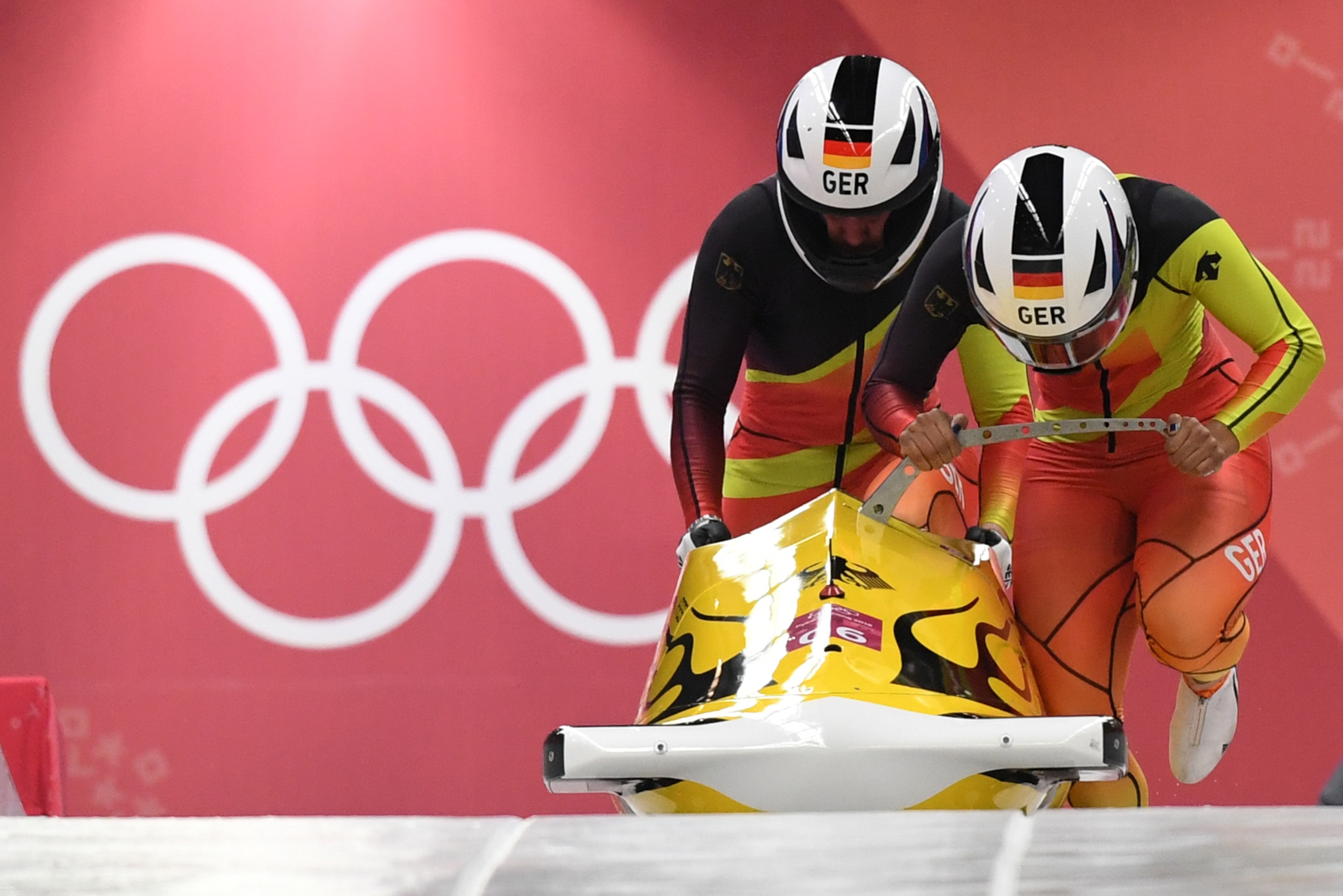 Germany's Mariama Jamanka (R) and Germany's Lisa Buckwitz compete in the women's bobsleigh heat 1 run during the Pyeongchang 2018 Winter Olympic Games, at the Olympic Sliding Centre on February 20, 2018 in Pyeongchang. / AFP PHOTO / Mark Ralston (Photo credit should read MARK RALSTON/AFP/Getty Images) Germany's Mariama Jamanka (R) and Germany's Lisa Buckwitz compete in the women's bobsleigh heat 1 run during the Pyeongchang 2018 Winter Olympic Games, at the Olympic Sliding Centre on February 20, 2018 in Pyeongchang. / AFP PHOTO / Mark Ralston (Photo credit should read MARK RALSTON/AFP/Getty Images)