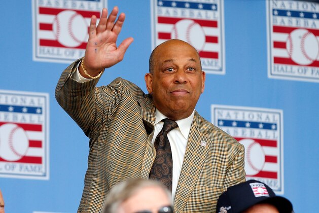 COOPERSTOWN, NY - JULY 27:  Hall of Famer Orlando Cepeda is introduced during the Baseball Hall of Fame induction ceremony at Clark Sports Center on July 27, 2014 in Cooperstown, New York.  (Photo by Jim McIsaac/Getty Images)