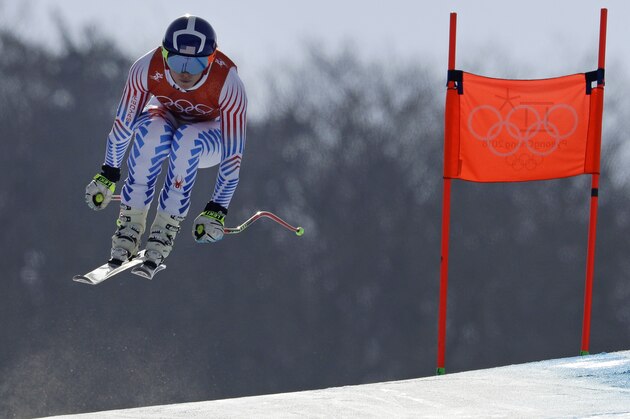 United States' Lindsey Vonn competes in women's downhill training at the 2018 Winter Olympics in Jeongseon, South Korea, Monday, Feb. 19, 2018. (AP Photo/Luca Bruno)
