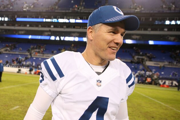 BALTIMORE, MD - DECEMBER 23: Kicker Adam Vinatieri #4 of the Indianapolis Colts walks off the field after the Baltimore Ravens 23-16 win over the Indianapolis Colts at M&T Bank Stadium on December 23, 2017 in Baltimore, Maryland. (Photo by Patrick Smith/Getty Images)