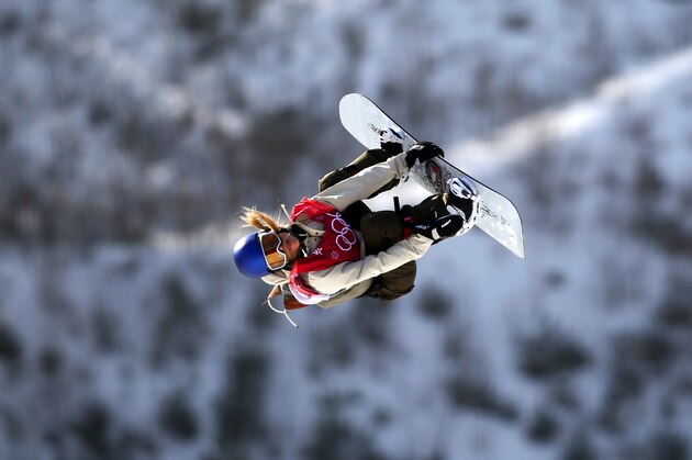 PYEONGCHANG-GUN, SOUTH KOREA - FEBRUARY 19:  Anna Gasser of Austria takes part in a practice session before the Snowboard Ladies' Big Air Qualification on day 10 of the PyeongChang 2018 Winter Olympic Games at Alpensia Ski Jumping Centre on February 19, 2018 in Pyeongchang-gun, South Korea.  (Photo by Dan Istitene/Getty Images)