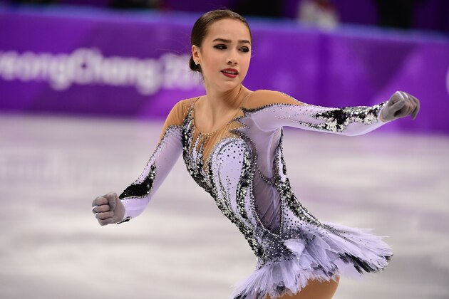 Russia's Alina Zagitova competes in the women's single skating short program of the figure skating event during the Pyeongchang 2018 Winter Olympic Games at the Gangneung Ice Arena in Gangneung on February 21, 2018. / AFP PHOTO / Roberto SCHMIDT        (Photo credit should read ROBERTO SCHMIDT/AFP/Getty Images)