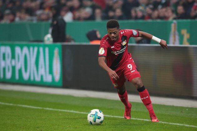 LEVERKUSEN, GERMANY - FEBRUARY 06: Leon Bailey of Leverkusen controls the ball during the DFB Cup match between Bayer Leverkusen and Werder Bremen at BayArena on February 6, 2018 in Leverkusen, Germany. (Photo by TF-Images/TF-Images via Getty Images)