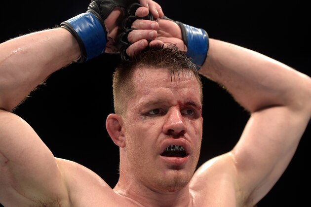 LAS VEGAS, NV - JULY 07:  CB Dollaway reacts after the conclusion of his light heavyweight bout against Ed Herman during The Ultimate Fighter Finale at T-Mobile Arena on July 7, 2017 in Las Vegas, Nevada.  (Photo by Brandon Magnus/Zuffa LLC/Zuffa LLC via Getty Images)